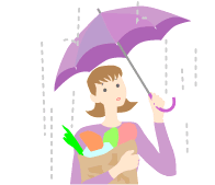 傘を持ってる女性